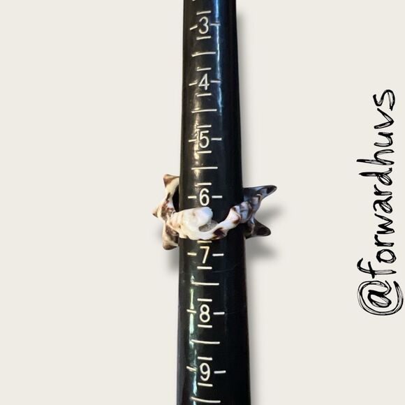 Natural Seashell Statement Ring – Size 6.5 Spiral Sunburst Design - Picture 8 of 9